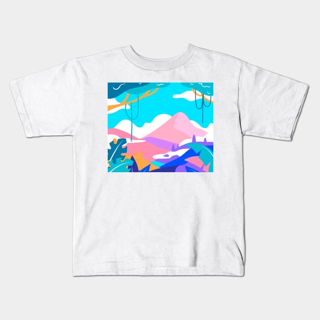 skiing in the mountain Kids T-Shirt by timegraf